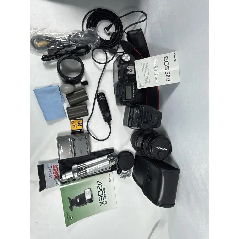Canon EOS 50D DSLR Camera Bundle + 50mm f/1.8 Lens + Flash + 70-300mm